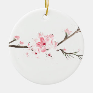 Décoration En Céramique Aquarelle en fleurs de cerisier