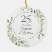 Décoration En Céramique Aquarelle Feuille 25e anniversaire Mariage (Devant)