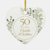 Décoration En Céramique Aquarelle Feuille 50e anniversaire Mariage (Devant)