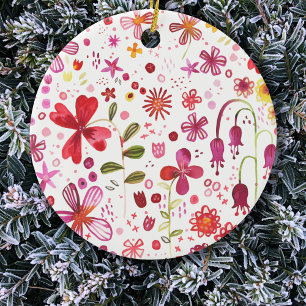 Décoration En Céramique Aquarelle Fleur Sauvage
