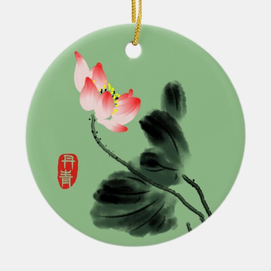 Décoration En Céramique Aquarelle Florale Lotus Vert (Devant)