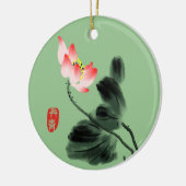 Décoration En Céramique Aquarelle Florale Lotus Vert (Gauche)