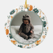 Décoration En Céramique Aquarelle Fox Baby First Christmas Green (Dos)