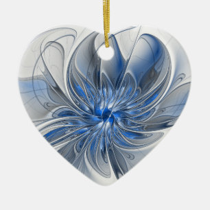 Décoration En Céramique Aquarelle gris bleu Abstrait Fractal Art Flower