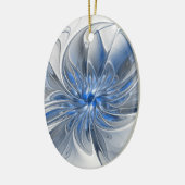 Décoration En Céramique Aquarelle gris bleu Abstrait Fractal Art Flower (Gauche)