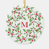 Décoration En Céramique Aquarelle Holly Wreath 3 (Devant)