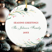 Décoration En Céramique Aquarelle Joyeuses Fêtes Verdure Noël