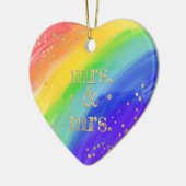 Décoration En Céramique Aquarelle LGBT Datée Arc-en-ciel & Or (Gauche)