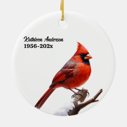 Décoration En Céramique Aquarelle Memorial Cardinal rouge Noël (Dos)