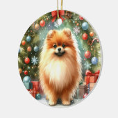 Décoration En Céramique Aquarelle mignonne Pomeranienne Noël festif (Gauche)