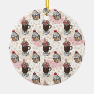 Décoration En Céramique Aquarelle noël cupcake tiré main