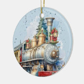 Décoration En Céramique aquarelle Noël Train de vacances ajouter un messag (Gauche)