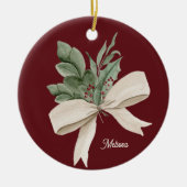 Décoration En Céramique Aquarelle Noël Vert Personnalisé (Devant)