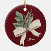 Décoration En Céramique Aquarelle Noël Vert Personnalisé (Dos)