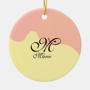 Décoration En Céramique Aquarelle orange jaune rétro ajouter votre monogra