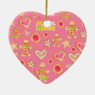 Décoration En Céramique aquarelle pain d'épices de Noël cookies