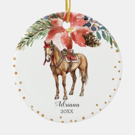 Décoration En Céramique Aquarelle personnalisée Nutcracker Cheval Cadeau (Devant)