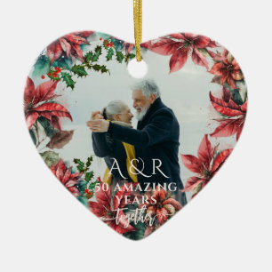 Décoration En Céramique Aquarelle Poinsettia Mariage Anniversaire 2 Photo