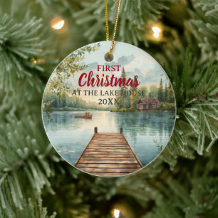 Décoration En Céramique Aquarelle Premier Noël au chalet du lac