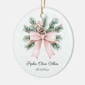 Décoration En Céramique Aquarelle rose moderne Bow Script Baby Girl Nom (Gauche)