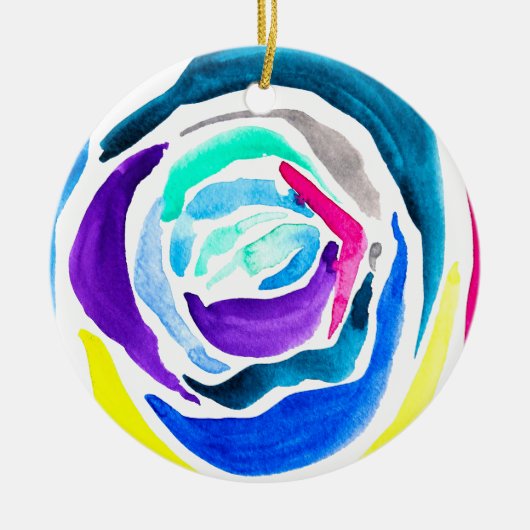 Décoration En Céramique Aquarelle rose pop art bleu (Devant)