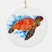 Décoration En Céramique Aquarelle rouge Tortue marine (Dos)