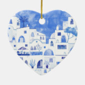 Décoration En Céramique Aquarelle Santorin Grèce (Dos)