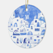 Décoration En Céramique Aquarelle Santorin Grèce Monogram (Gauche)