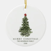 Décoration En Céramique Aquarelle simple Arbre de Noël Année photo (Devant)