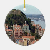 Décoration En Céramique Aquarelle Skyline de Lisbonne (Dos)