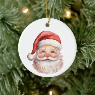 Décoration En Céramique Aquarelle Style Santa Claus visage Noël