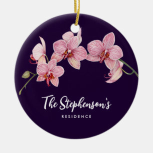 Décoration En Céramique Aquarelle teinte rose Orchidées Peinture