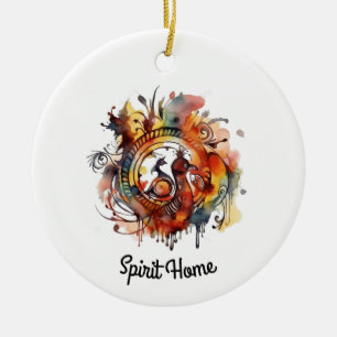 Décoration En Céramique Aquarelle Tribal Phoenix Mandala, personnalisée