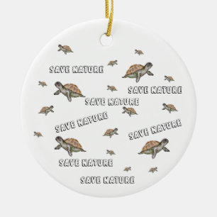 Décoration En Céramique Aquarelle Turtle Sauver la nature