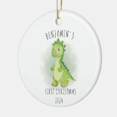 Décoration En Céramique Aquarelle Vert mignon Dinosaure Premier Noël (Gauche)