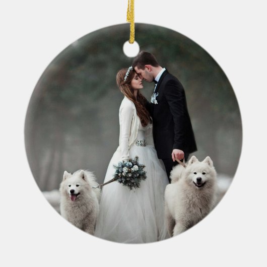 Décoration En Céramique Aquarelle verte Berries Mariage Photo vert (Dos)