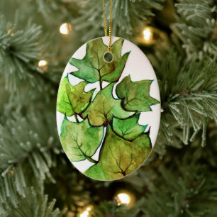 Décoration En Céramique Aquarelle verte Ivy Nature