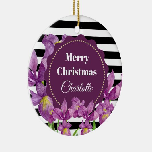 Décoration En Céramique Aquarelle violet Iris noir blanc Motif (Droite)