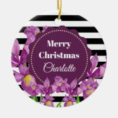 Décoration En Céramique Aquarelle violet Iris noir blanc Motif (Devant)