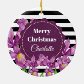 Décoration En Céramique Aquarelle violet Iris noir blanc Motif (Dos)