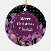 Décoration En Céramique Aquarelle violet Iris Pois botaniques (Devant)