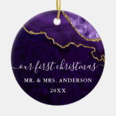 Décoration En Céramique Aquarelle violet marbre Agate Mariage géographique (Devant)