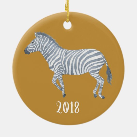 Décoration En Céramique Aquarelle Zebra Keepsaké Année (Dos)