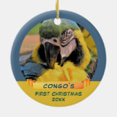 Décoration En Céramique Ara Parrot Pet 1er Noël Ribbon Photo (Dos)