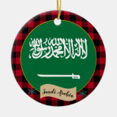 Décoration En Céramique Arabie Saoudite, buffle rouge plaid & drapeau saou (Devant)