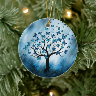 Décoration En Céramique Arbre à papillons - Maïs bleu