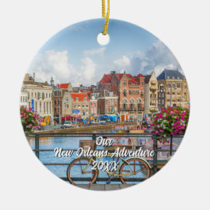 Décoration En Céramique Arbre de Noël avec photo de voyage personnalisée