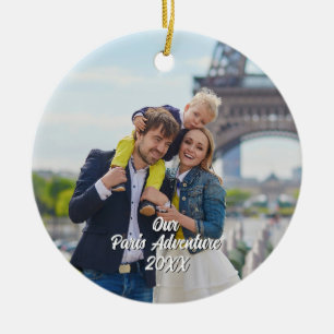 Décoration En Céramique Arbre de Noël avec photo de voyage personnalisée à