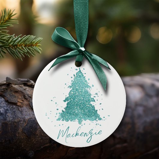 Décoration En Céramique Arbre de Noël élégant | Luxe Aqua Mint personnalis