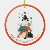 Décoration En Céramique Arbre de Noël et chats Whimsical Noël Personnalisé (Dos)